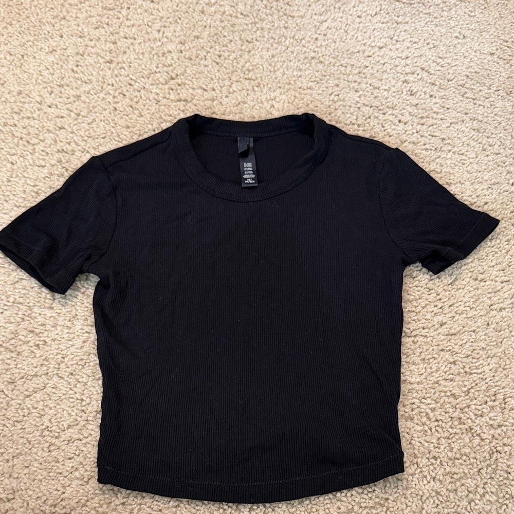 Skims soft lounge Black Ribbed Crop Top